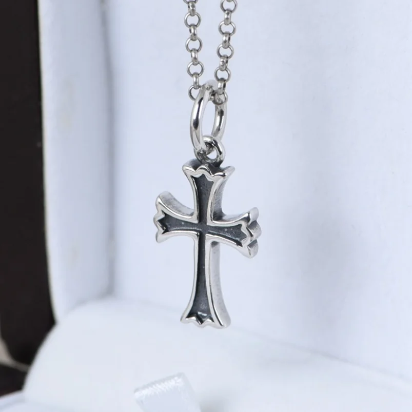 S925 Sterling Silver Retro Simple Design Cross Pendant For Man Woman Real Silver Christ Jesus Cross Pendant Jewelry Best Gift