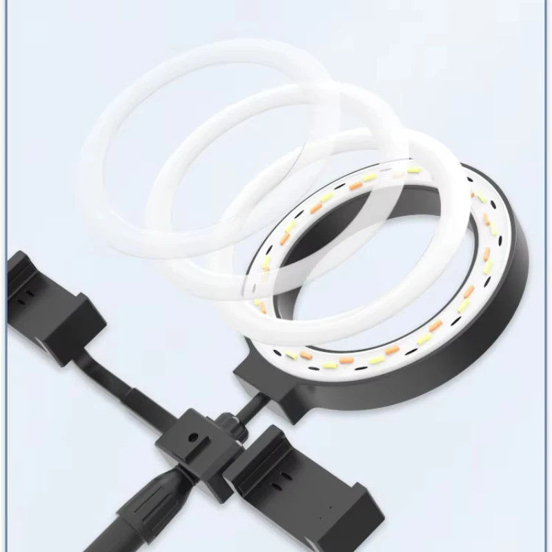 Светильник для камеры 2025, кольцевой светильник с двумя камерами, автоспуск, кронштейн для красоты, настольный светодиодный круг для ноутбука, комплект освещения, подарки, новинка