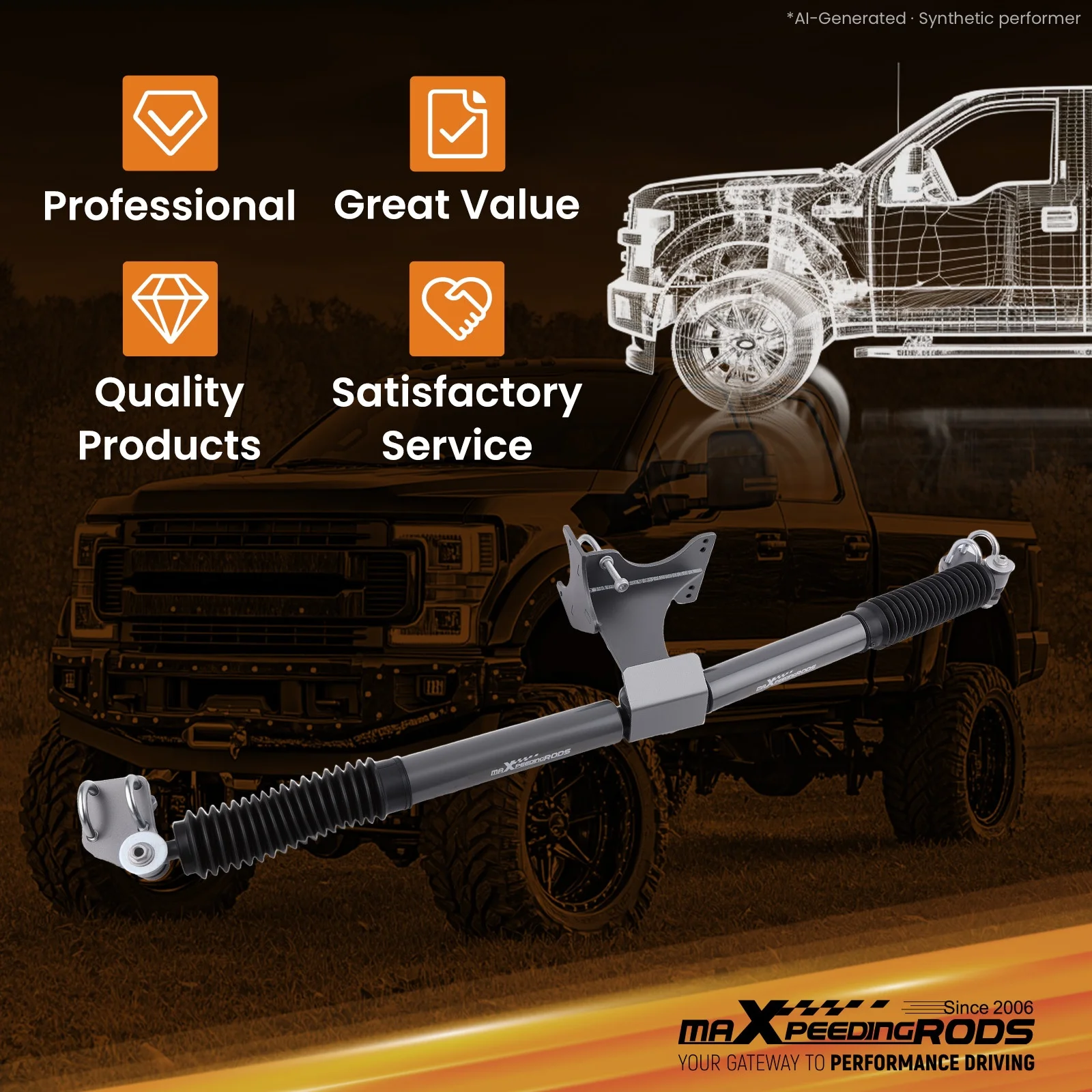 Performance Steering Stabilizer for Ford F-350 Super Duty 4WD 05-2024 Suspension