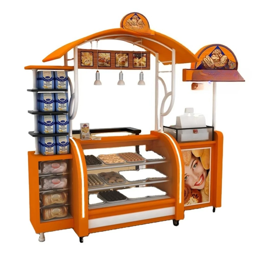 Dessert display stand customized snack cart | Cake and beverage cart holder glass display cabinet