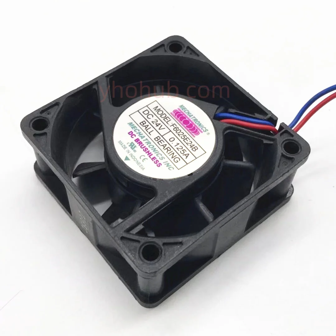 MECHATRONICS F6025E24B DC 24V 0.125A 60x60x25mm 2-Wire Server Cooling Fan