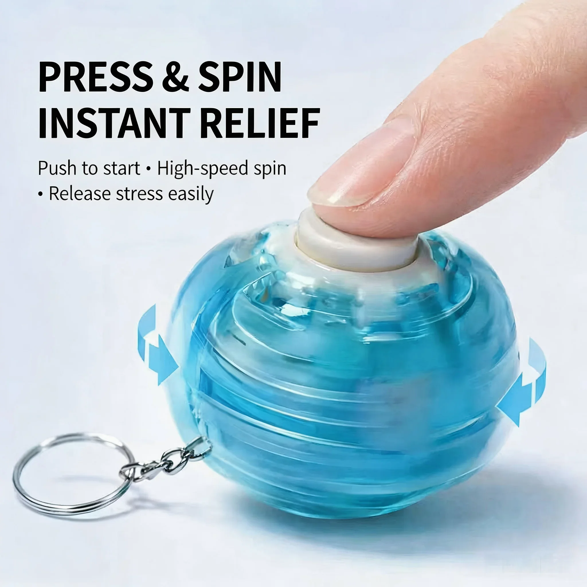Press‑to‑Spin Fidget Ball Keychain 3D Gear Rotating Gyro Toy Stress Relief Sensory Hand Toy Portable Bag Pendant for Adults Gift