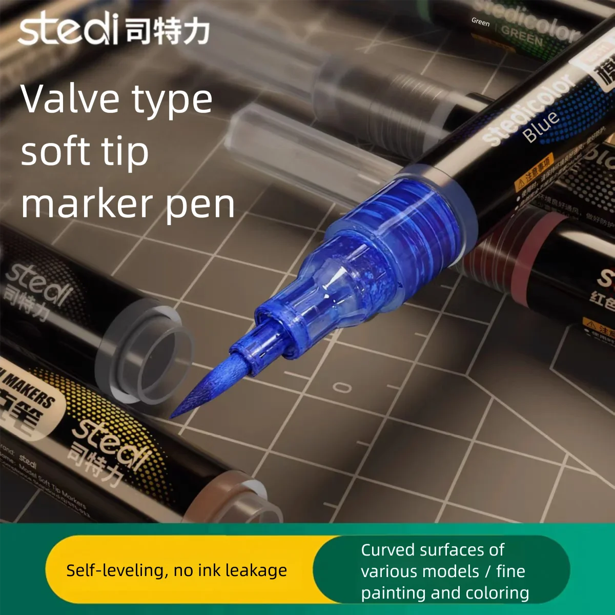 

MA10~MA15 Stedi Front Valve Type Soft Tip Acrylic Paint Marker Water Based for Gunpla Mecha Figure DIY Hobby Painting Coloring
