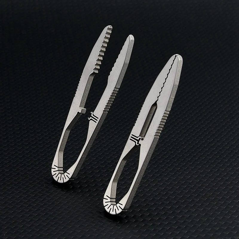 ABSJ-TC4 Titanium Alloy Buckle Tweezers Multifunction With Snap Lock Corkscrew CNC Machining Clips Outdoor Tool