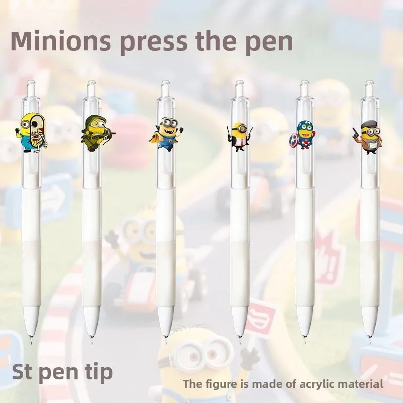 

Minions cartoon cute gel pen kawaii student stationery quirky abstract 0.5mm writing retractable pen anime merchandise wholesale