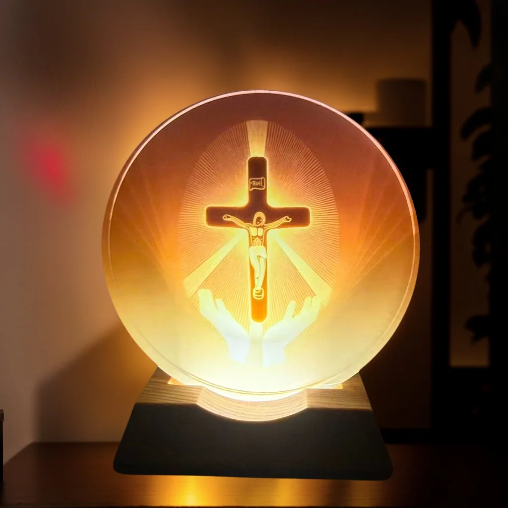 1pc Cross-shaped night light is suitable for Ramadan lovers, Mother's Day, Easter, New Year celebrations, bedroom table lamp, at
