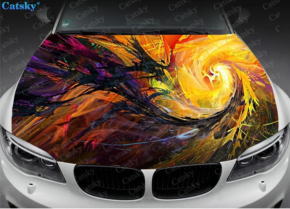 Abstract Digital Design Car Hood Decal Stickers Wrap Vinyl Film Engine Cover Decals Sticker Car Hood Protective Film