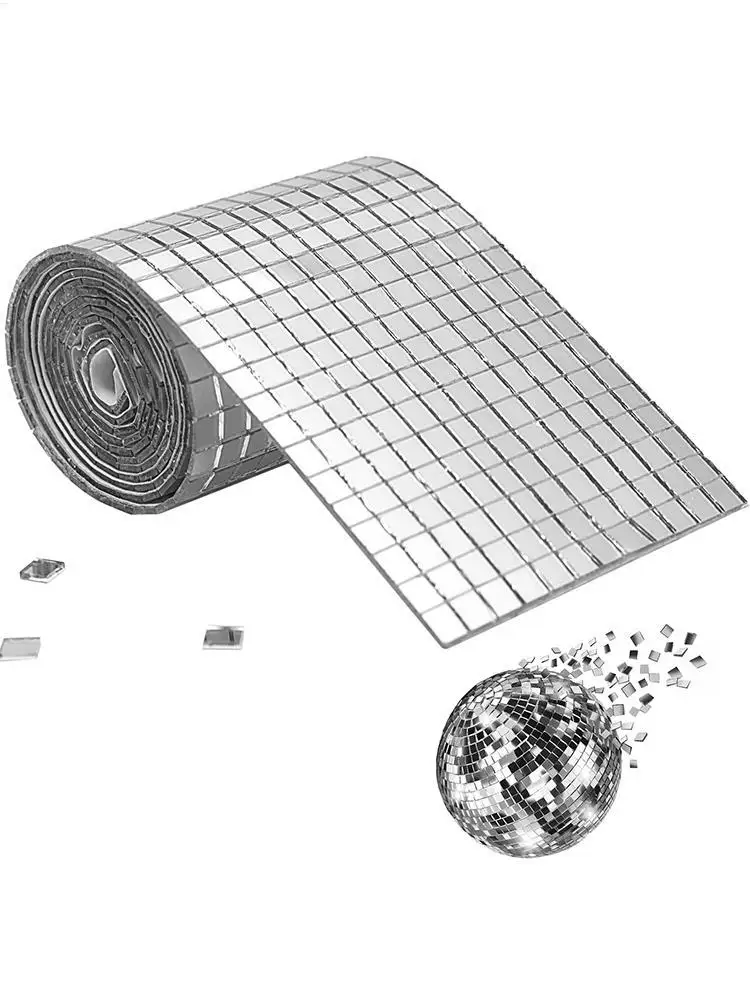 

4x120cm Self-Adhesive Real Glass Craft Stickers Reflective Glass Tape Mirror Mosaic Tiles For Making DIY Hand Crafts Home Decor