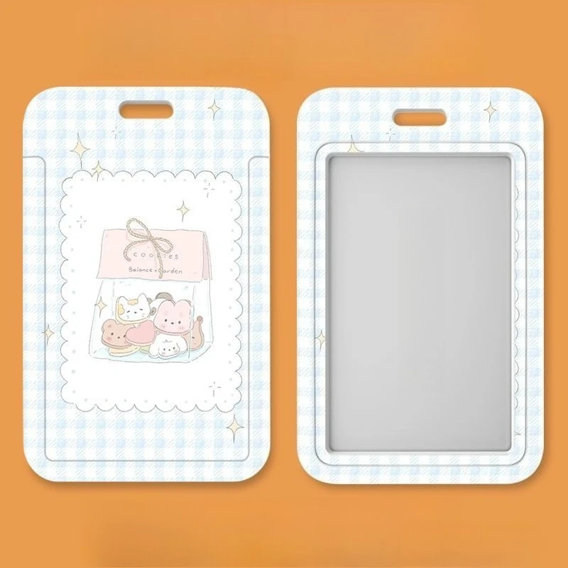 Blu simpatico cartone animato Kpop Idol Card raccogli organizzatore portachiavi di cancelleria maniche per foto portachiavi porta badge da donna ciondolo con cordino