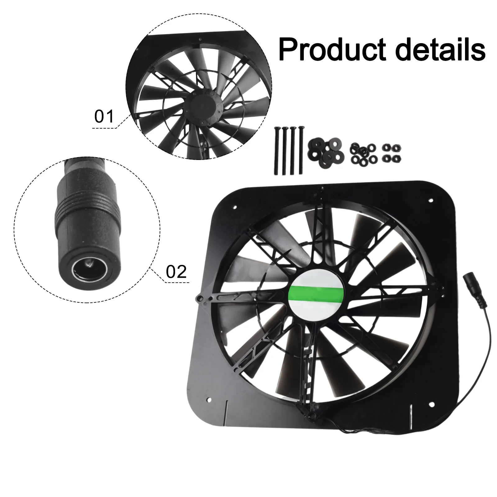 For Home Ventilation Solar Extractor Stable Operation Vibration Dampening 9.8in Diameter Higher Airflow Low Noise