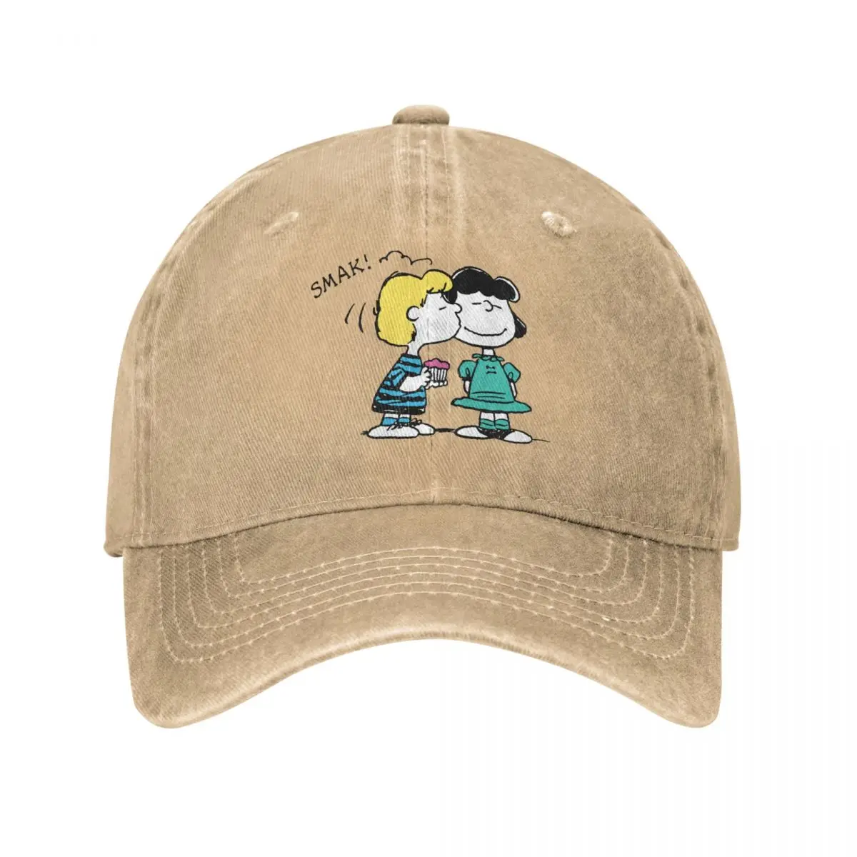 Vintage Peanuts Valentine's Day Lucy Schroeder Kiss Baseball Cap for Men Women Denim Headwear Snoopy Outdoor Running Golf Hats