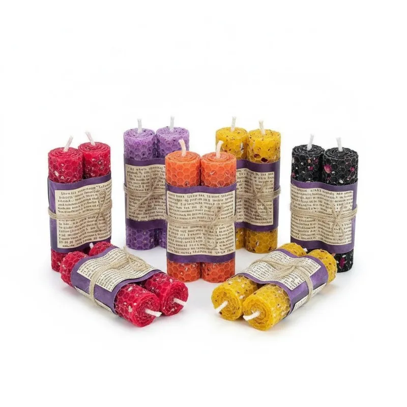 6-Pack Floral Double-Parallel Beeswax Wish Candles, 2×10cm Handmade Wrapped Paper Ritual Manifestation Candles, Available in Multiple Colors, Suitable for Altar Magic, Spiritual Decoration, and Various Holiday Gifts, #SummerWins, #DealsForYouDays Witchy
