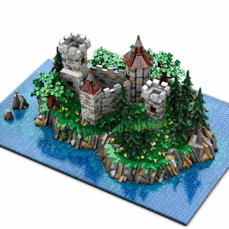 8248PCS Medieval Castle Island Landscape Custom Building Blocks Natural Scenery Diorama DIY Collection Educational Festival Gift