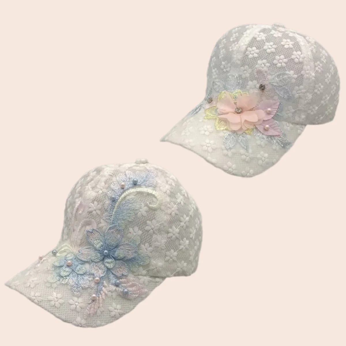 

Spring Summer Thin Breathable Mesh Duckbill Cap Lace Embroidery Flowers Baseball Cap Women Outdoor Trendy Sunshade Snapback Hat