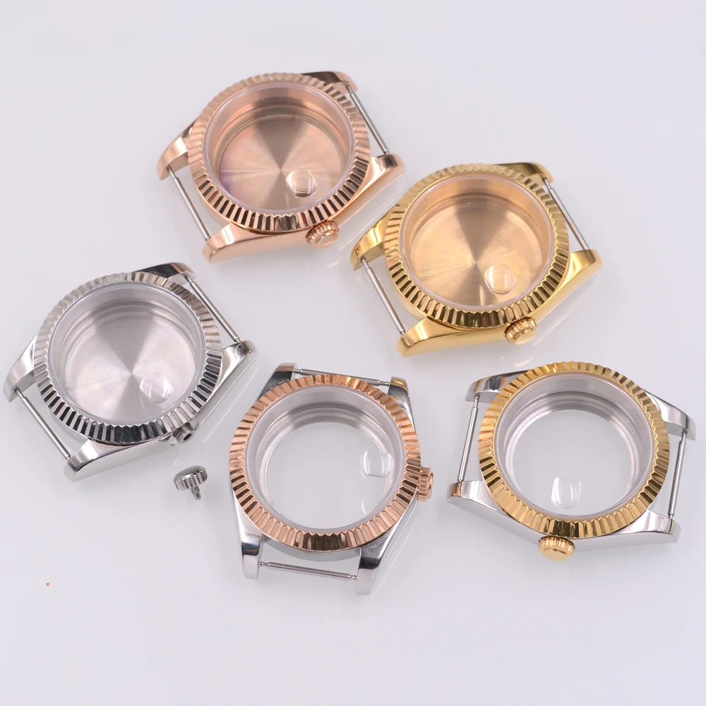 36MM/40MM Watch Case Sapphire Glass Fit NH34 NH35 NH36 PT5000 ETA2824 2836 Miyota 8215 8205 Movement Silver/Gold/Rose Gold image 2
