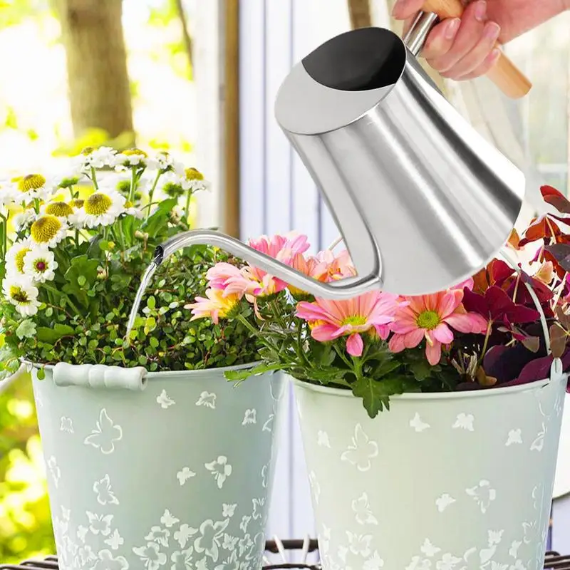 

Лейка для комнатных растений, нержавеющая сталь, длинный носик, кастрюля для разбрызгивания, емкость 1 л, кастрюля для разбрызгивания в помещении и на открытом воздухе