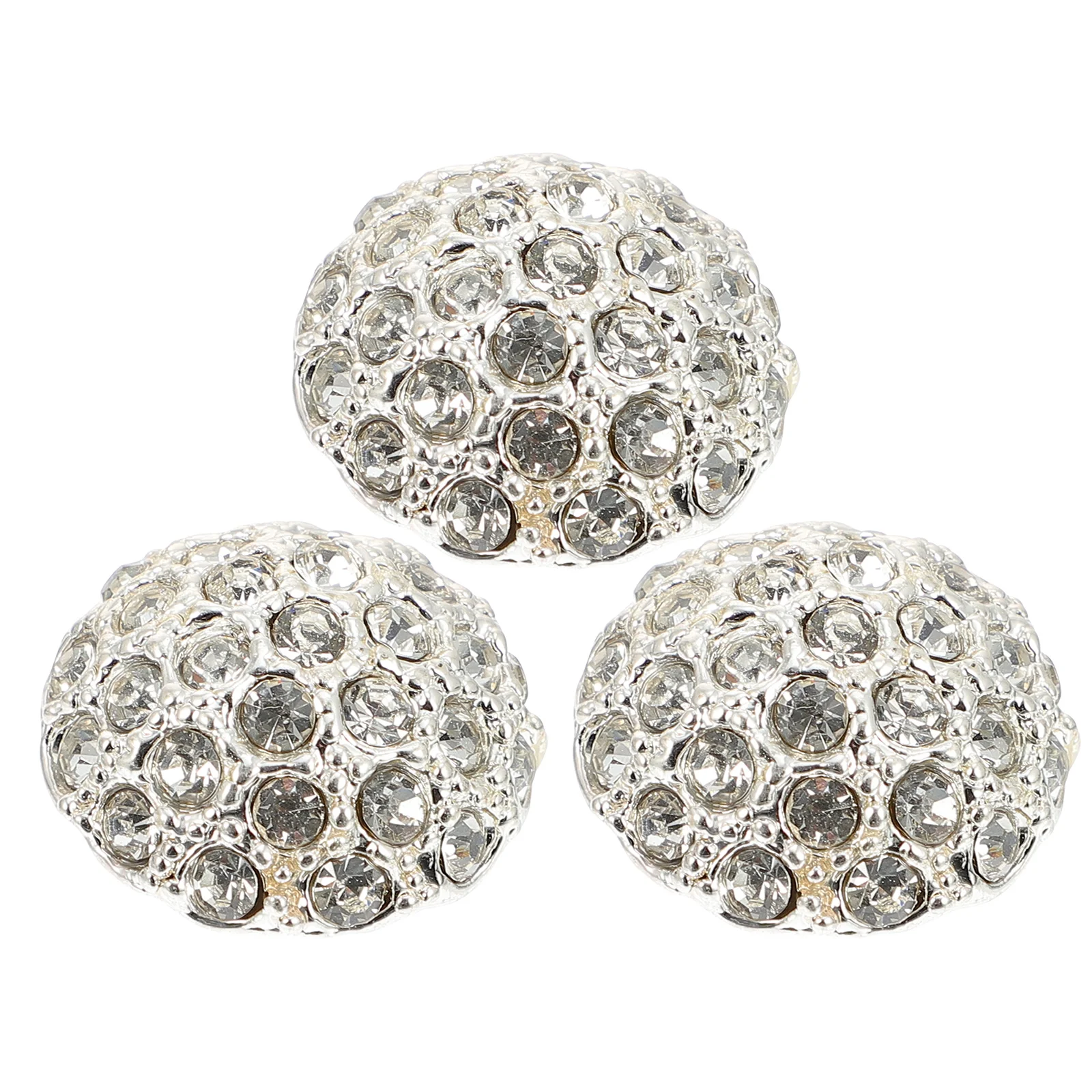 3 Pcs Metal Buttons with Diamonds Decorative Brooch Wild Rhinestone Alloy Crystal Sewing