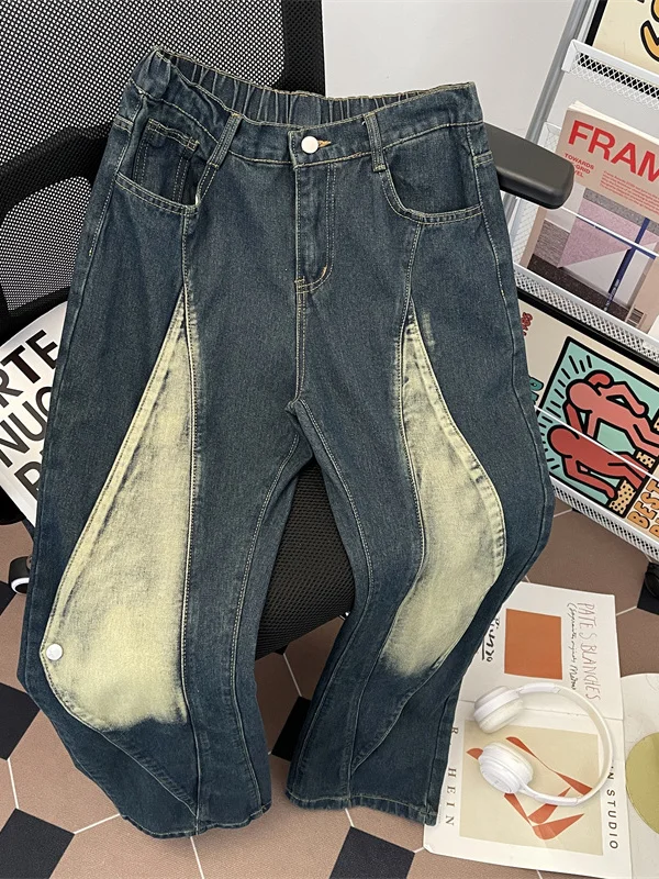 

Мужские джинсы American Sle Color Blo Deconstructed: свободные, прямые, длинные брюки в винтажном стиле, длина в пол