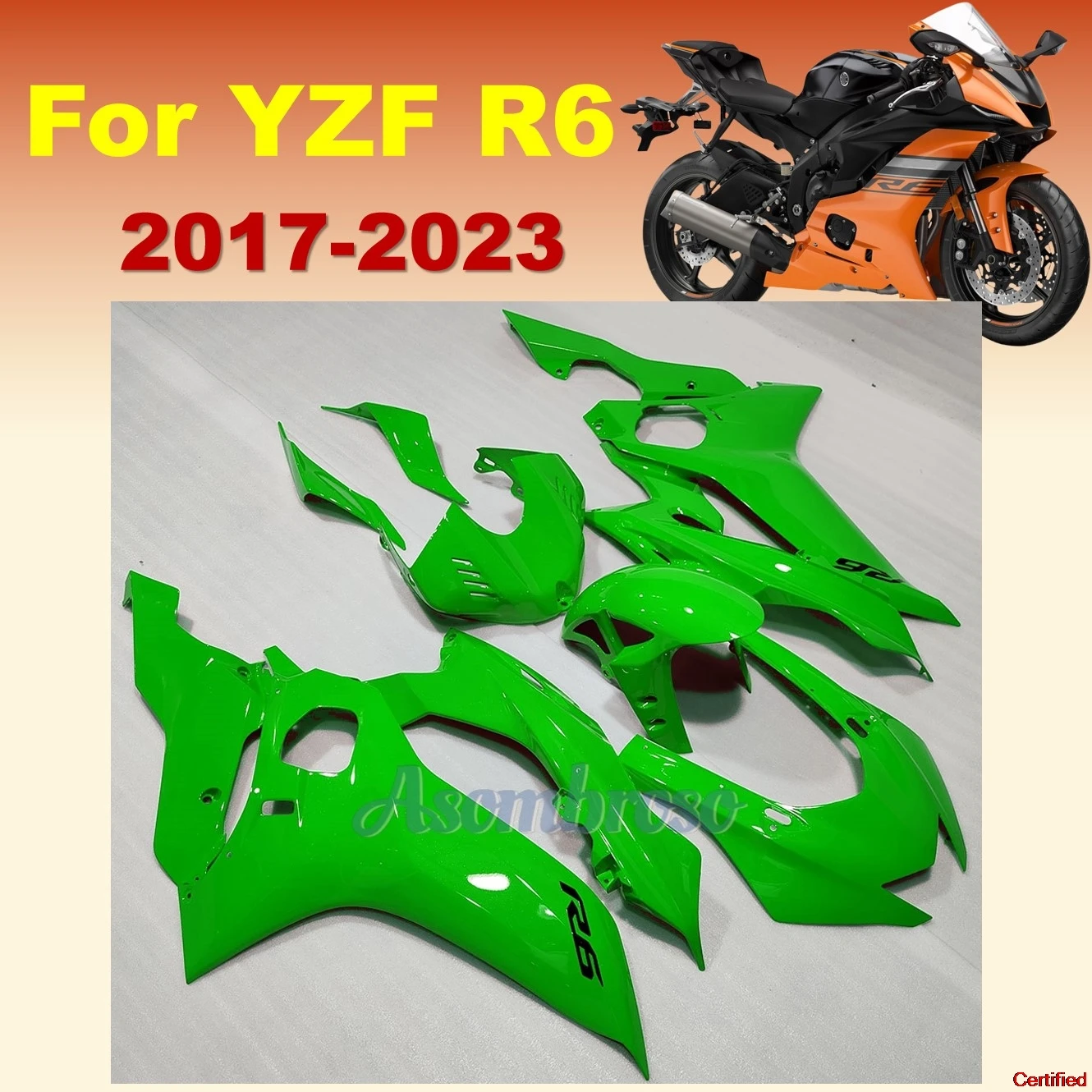 

Комплект обтекателей для YAMAHA YZF R6 2017 2018 2019 2020 2021 2022 2023 yzf-r6 17-23, комплект обтекателей для мотоцикла, зеленые комплекты кузова