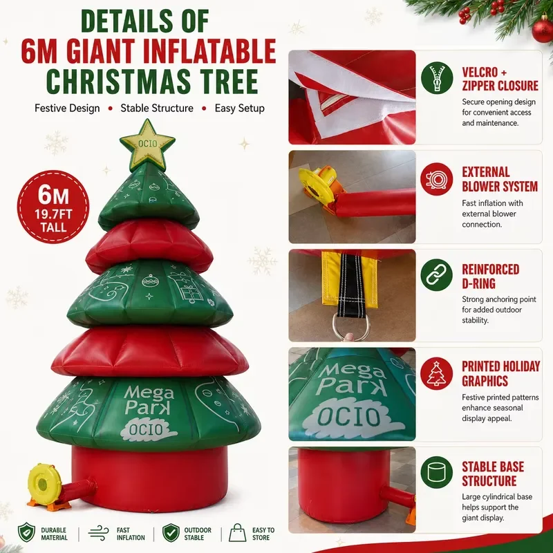Commercial Large Inflatable Christmas Tree Decoration with PVC or Oxford for Christmas Events & Festivals