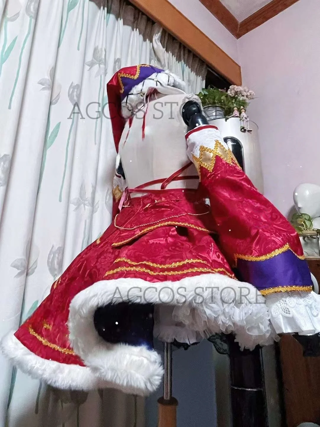 AGCOS حجم مخصص إعادة: الحياة في عالم مختلف من الصفر إميليا تأثيري ملابس عيد الميلاد فستان ازياء تأثيري مخصص