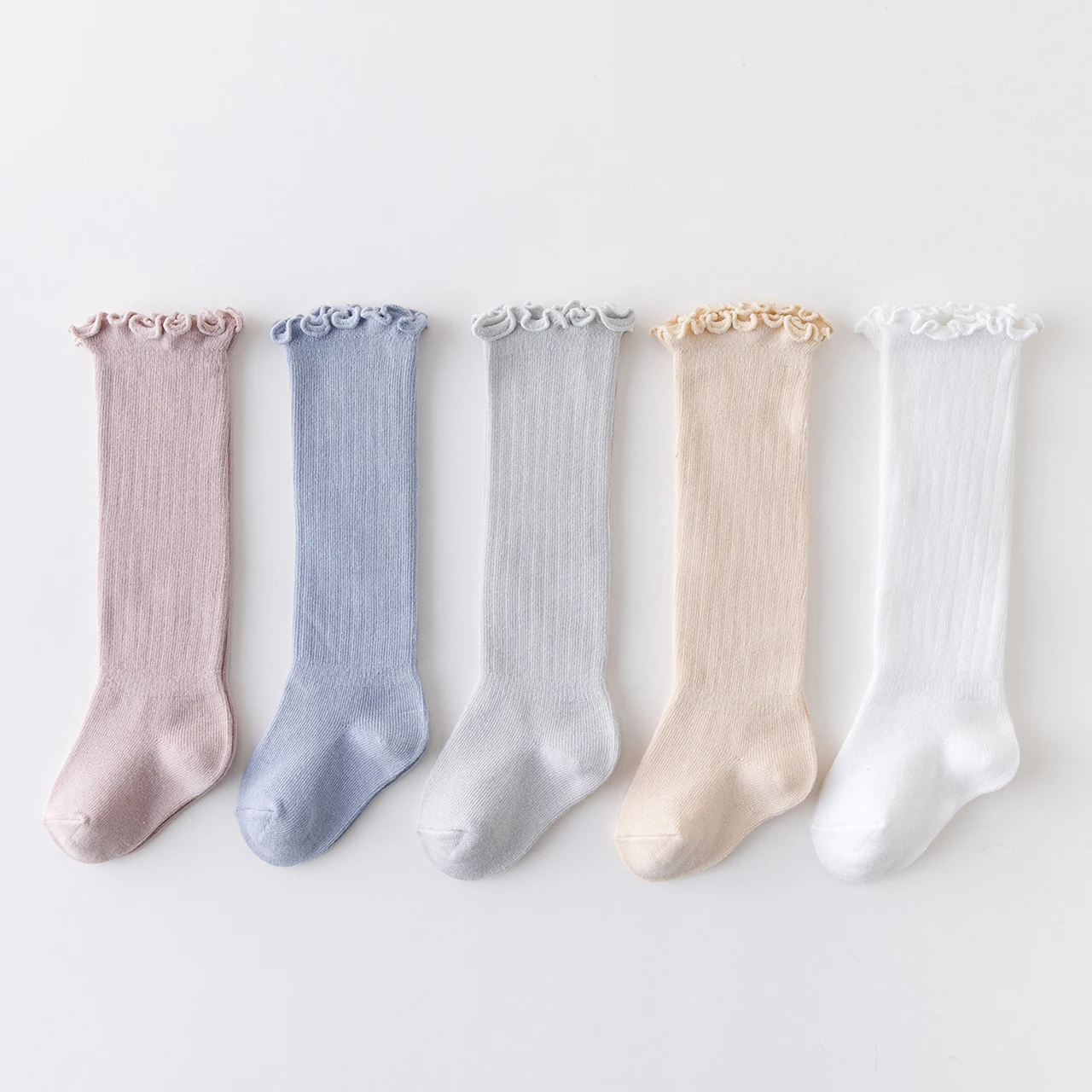 

Ruffle Brim Baby Knee High Socks Spring Autumn Kids Cotton Sock Solid Color Bowknot Toddler Long Stockings 0-1Y Infant Footwear