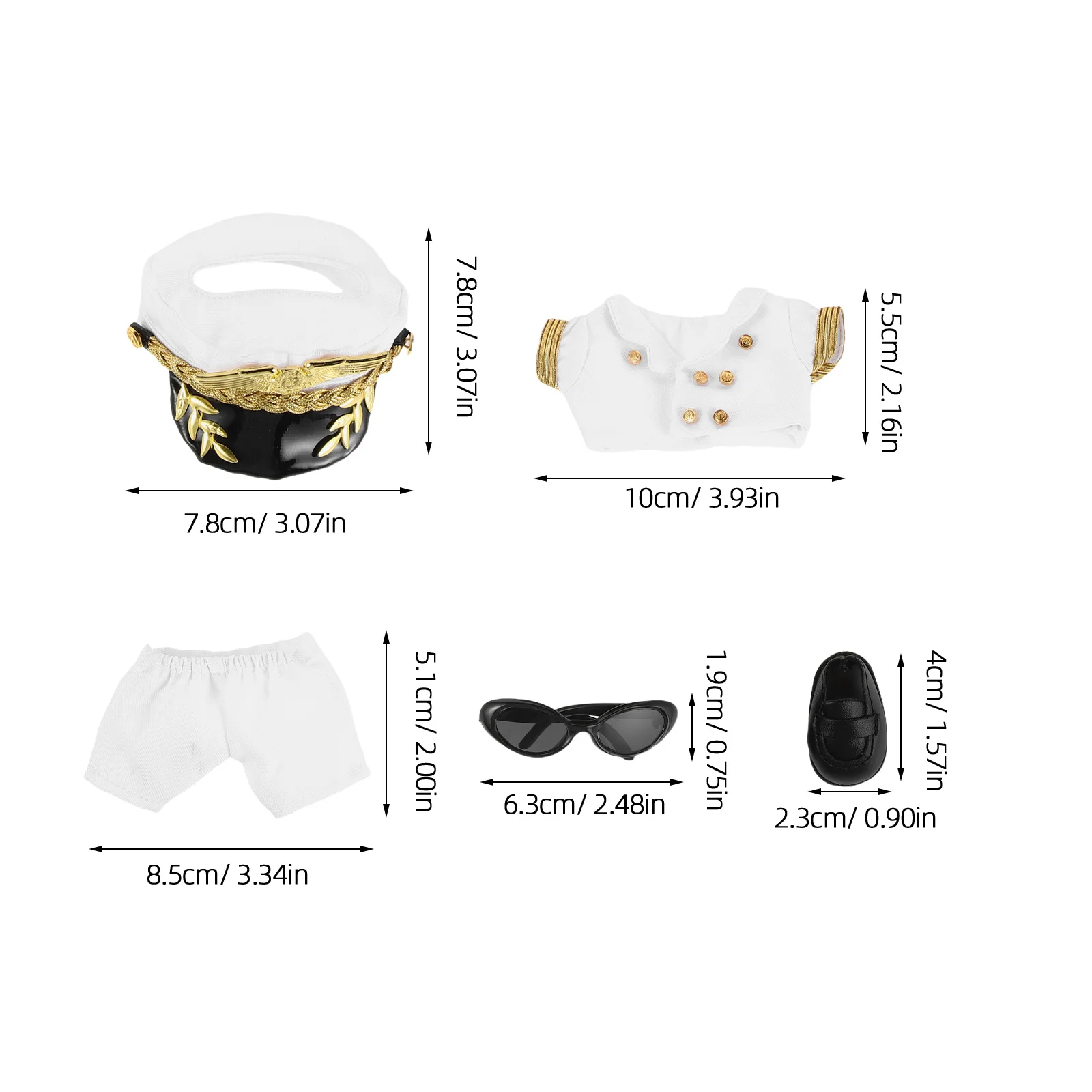 1Set Tiny Stuffed Clothing Captain Costume Set Outfit for Endless Role Play Possibilities Captain Costume Set