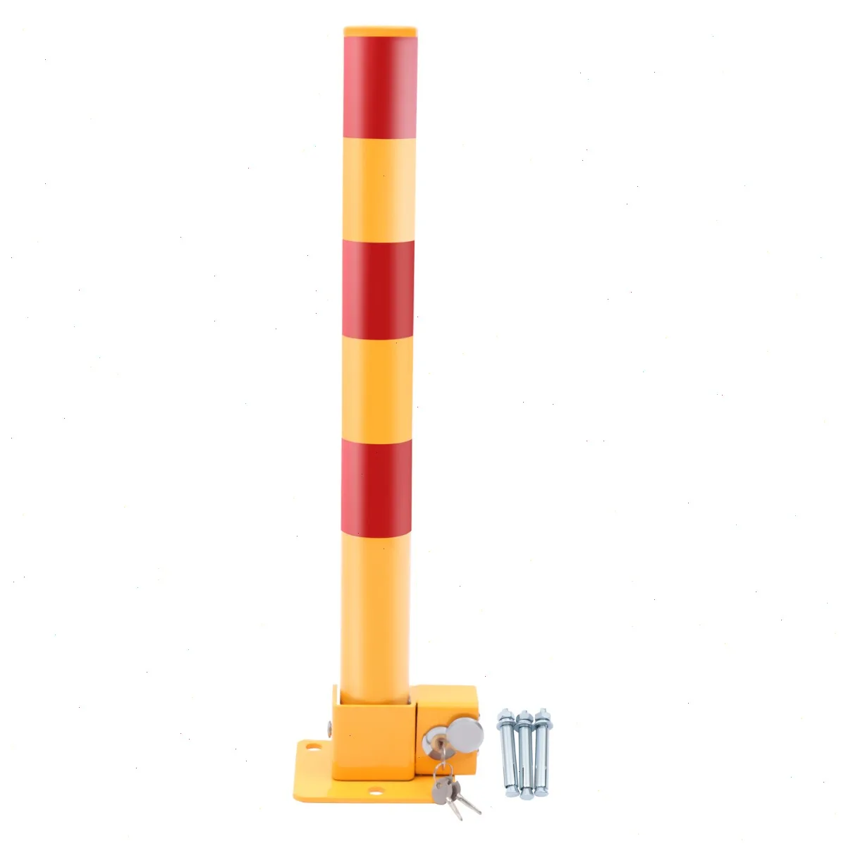 

Parking Pile, Spring Safety Bollard with Yellow Pole Red Cap,Heavy Duty Steel Retractable Parking Post for Private Parking Space