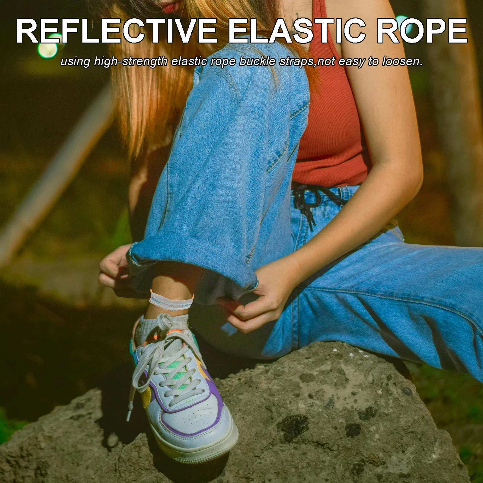 

2 Pcs Belt Reflective Trousers Elastic Ankle Pants Strap Orange Run