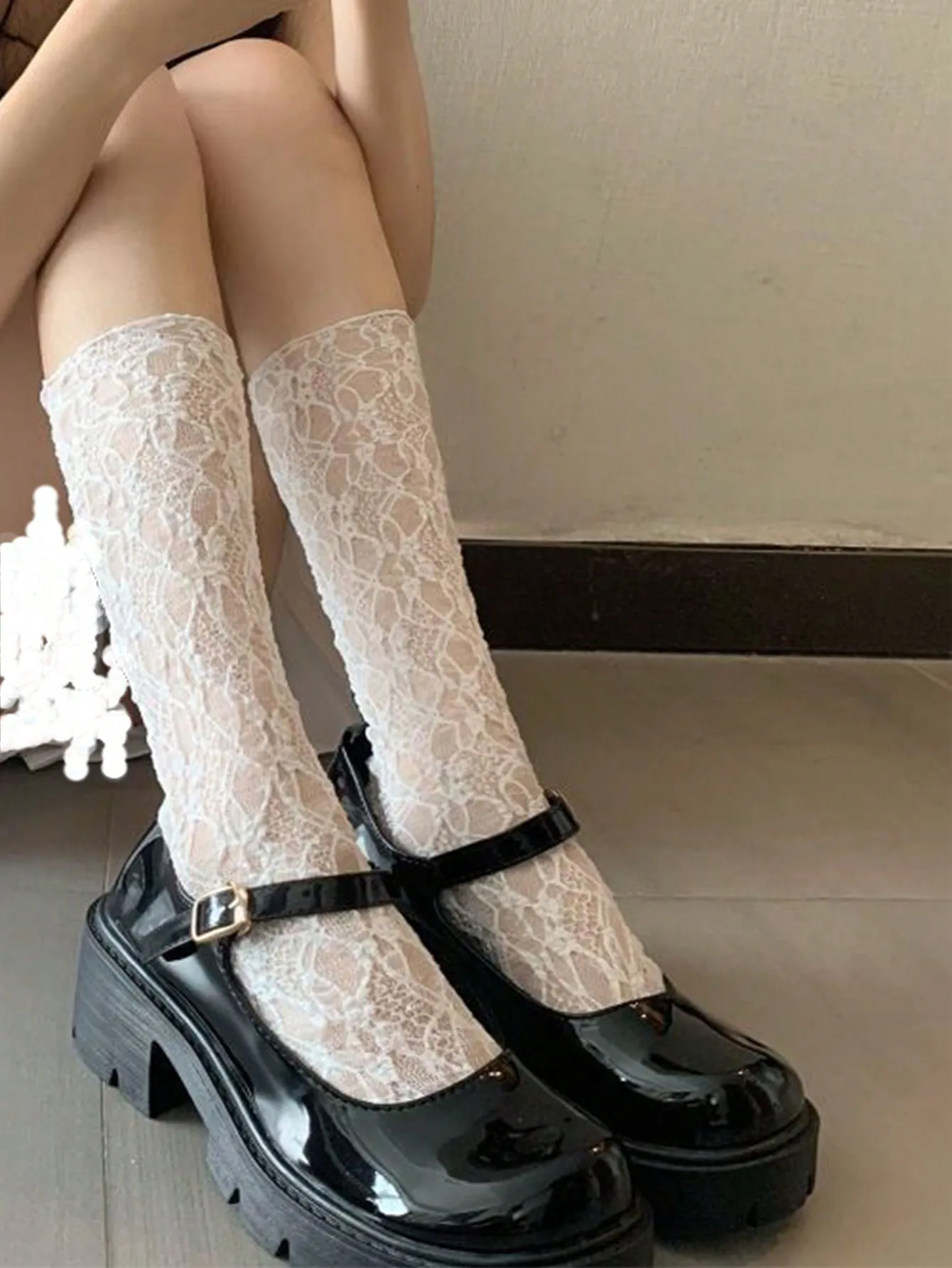 

Женские белые кружевные чулки-ботфорты, тонкие полупрозрачные для весны и лета, милые модные носки для школы и отдыха