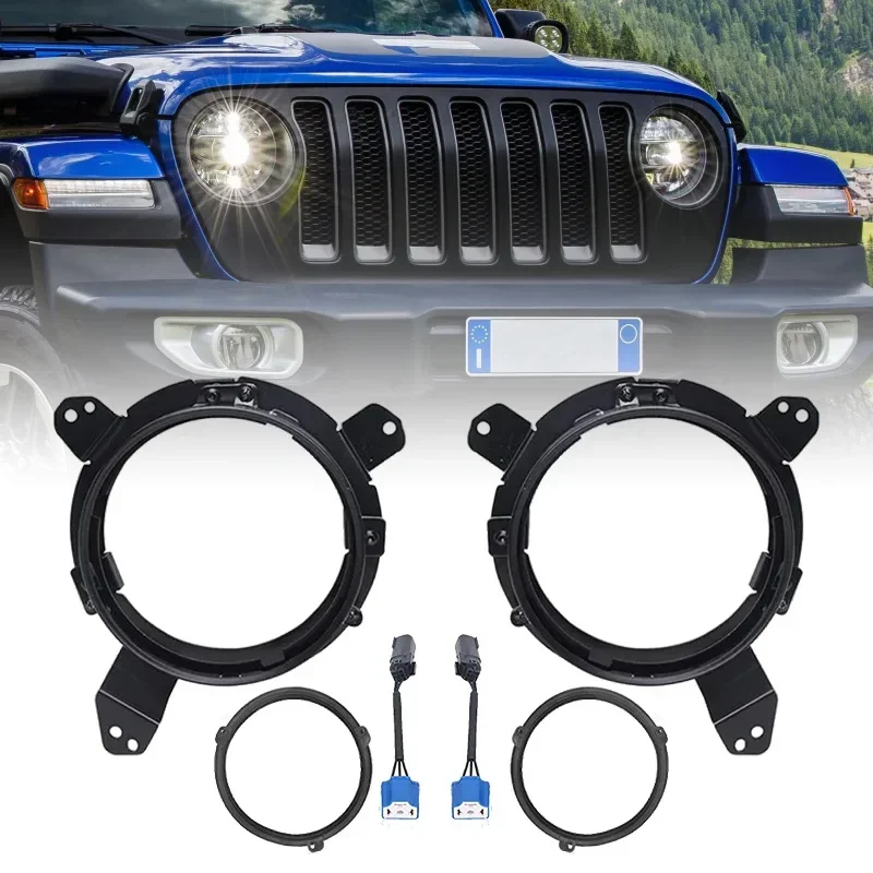 

for Wrangler Jl 7 Inch Round Led Headlight Accessories Mounting Bracket Ring Adapter for Wrangler Jl 2018 2019