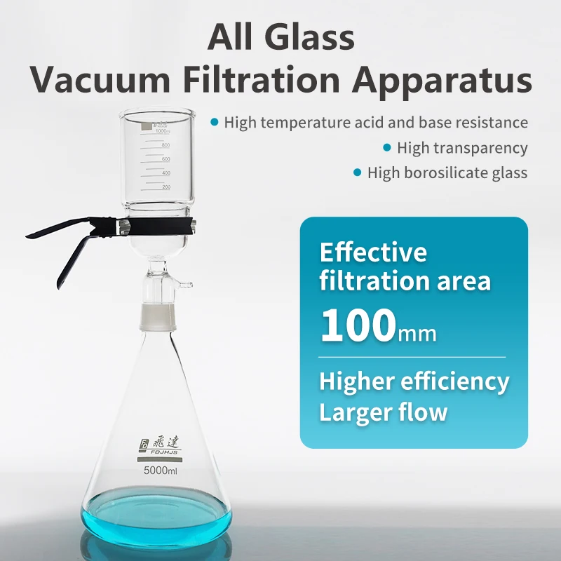 Kit Filtrasi Vakum Laboratorium Kimia, Pelarut Kaca, Filtrasi Vakum, Kaca Sinter