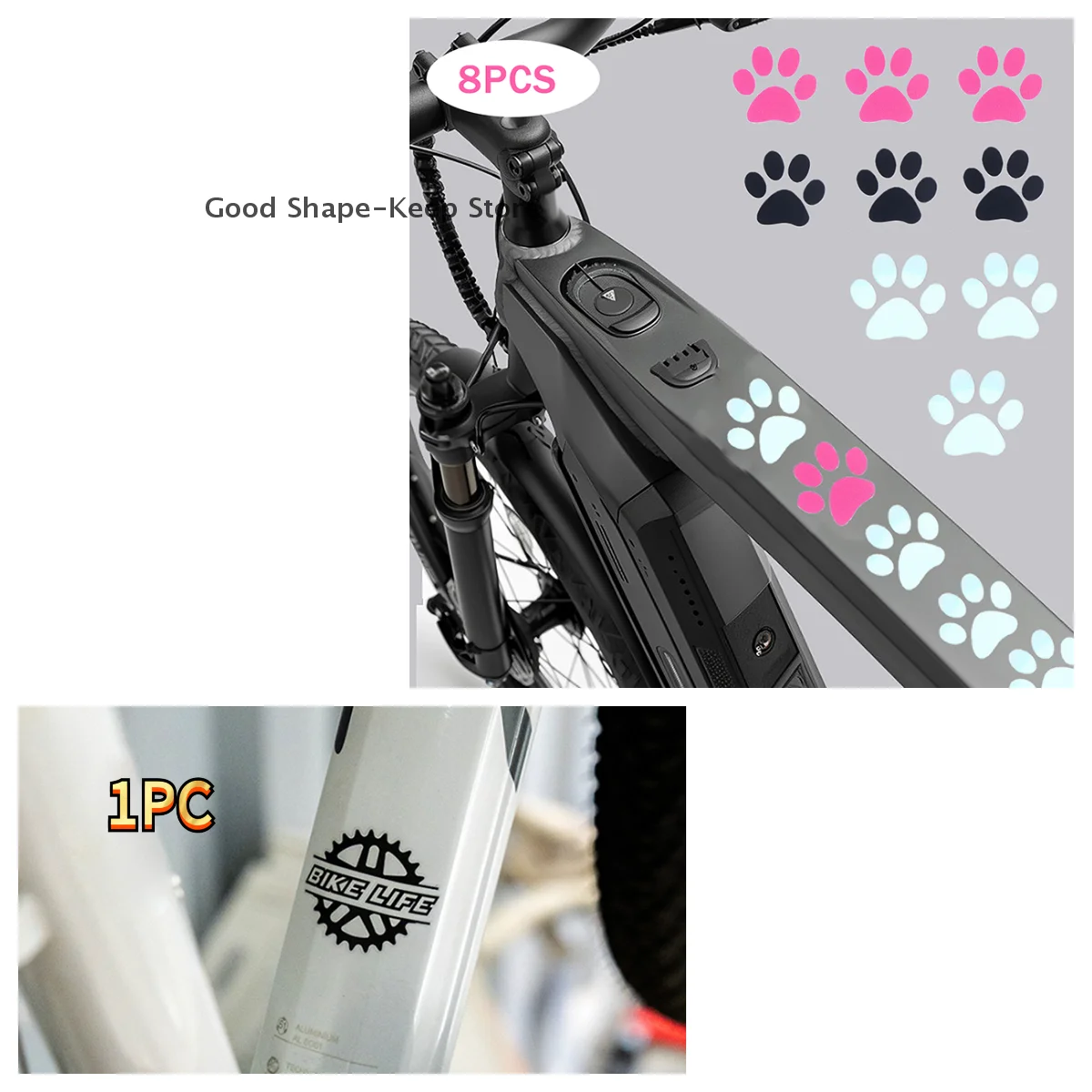 Rennrad, E-Bike, MTB-Dekor mit reflektierenden Katzenpfoten-Aufklebern; Vinyl-Aufkleber für Fahrradkörper und Moto-Helme, Zubehör