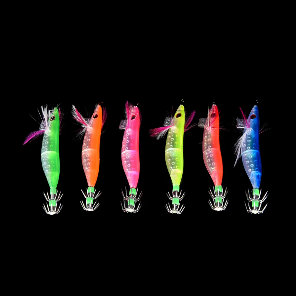 1Pc10cm Glow In Dark Luminous Fishing Lures Baits Squid Egi Shrimp Jigs Hooks With Glow Effect