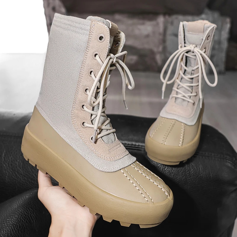 

Faionable Canvas High Top Boots Men Casual Thick Bottom Heightening Short Boots Korean Style Spring Autumn Outdoor Luxury Boots