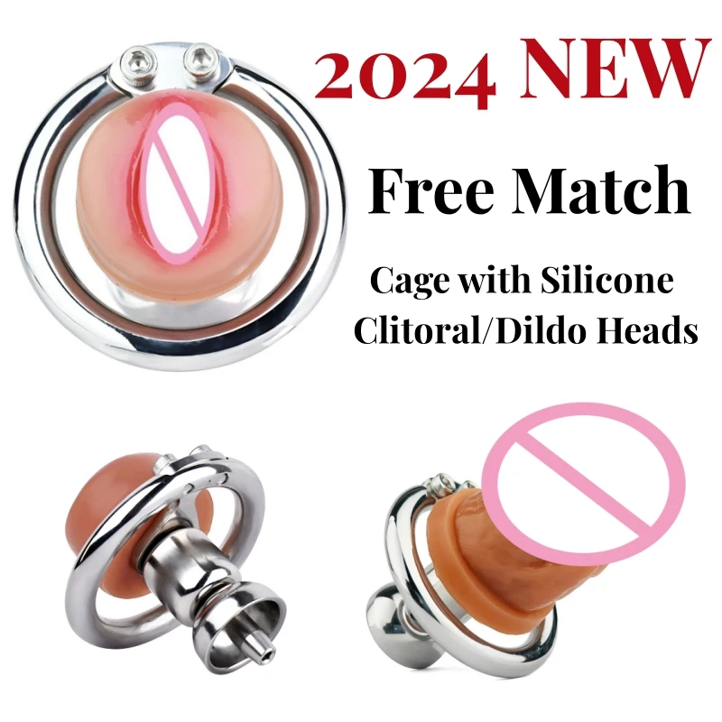 2024 New Negative Chastity Cage Free Matching Silicone Clitoral/Dildo Heads Negative Chastity Device Male Gay Toys Sex Shop 18+