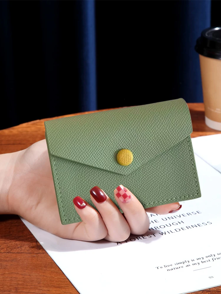 

Ультратонкий кожаный кошелек, женский кошелек для монет, двойной держатель для карт из натуральной воловьей кожи с принтом ладони Busin Card Sve