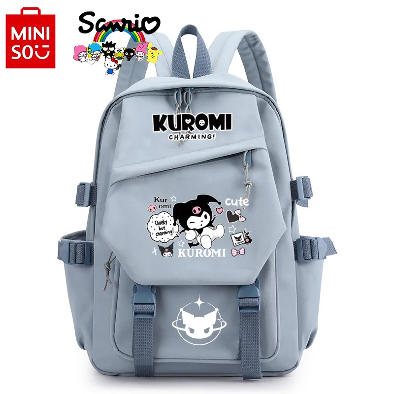 MiniSO Kuromi กระเป๋าเป้สะพายหลังผู้หญิงใหม่กระเป๋าเป้นักเรียนไนลอนคุณภาพสูงแฟชั่นกระเป๋าเป้สะพายหลังเด็กผู้ชายความจุขนาดใหญ่ลำลองการ์ตูน