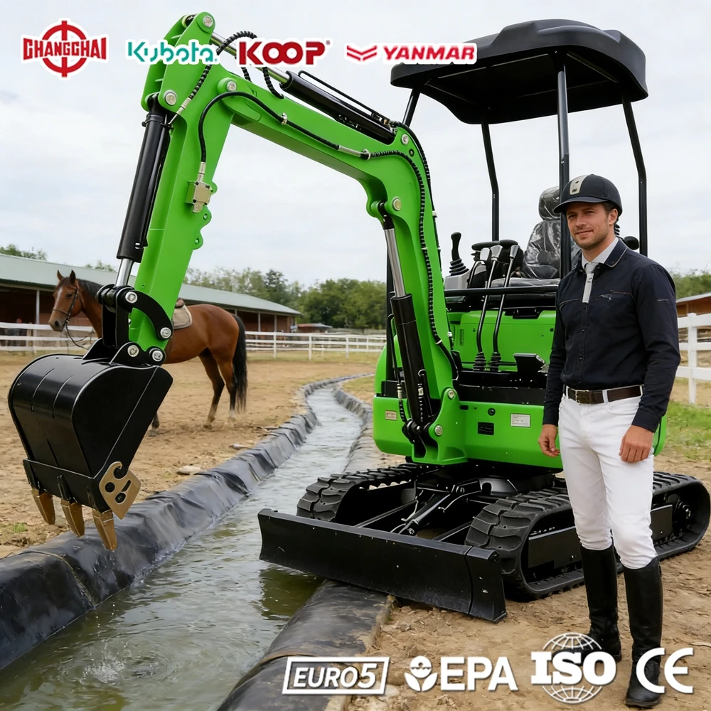 

Мини-экскаватор 1.2 тонны, строительный, с дизельным двигателем 1.8 тонны, Европа, EPA Euro 5, CE, быстрая доставка