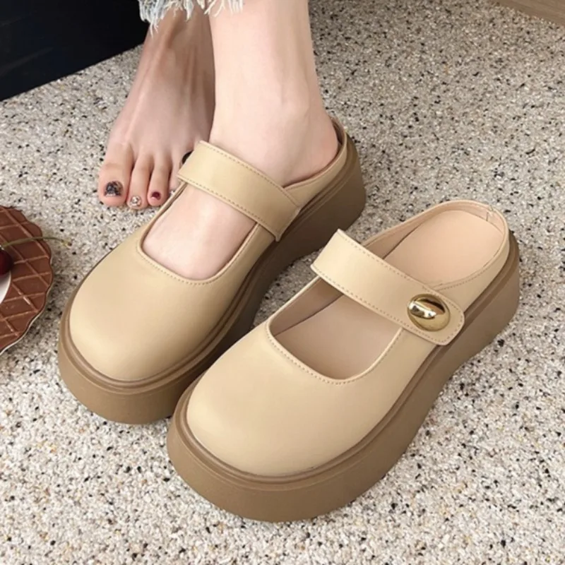 

Женские тапочки на платформе, осень 2023, модные туфли-лодочки, дизайнерские элегантные сандалии с открытой пяткой, уютные повседневные прогулочные туфли Zapatillas Mujer