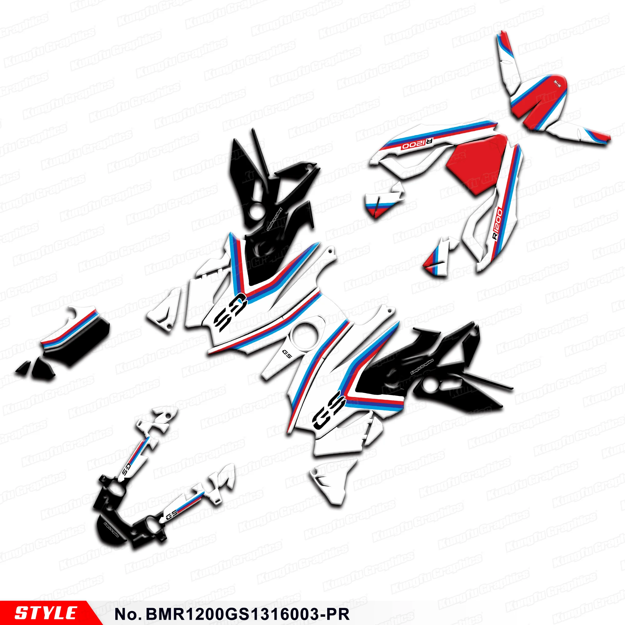 JY RACING Sticker Sheet Glossy Laminate for R1200 GS R1200GS 2013 2014 2015 2016, BMR1200GS1316003-PR