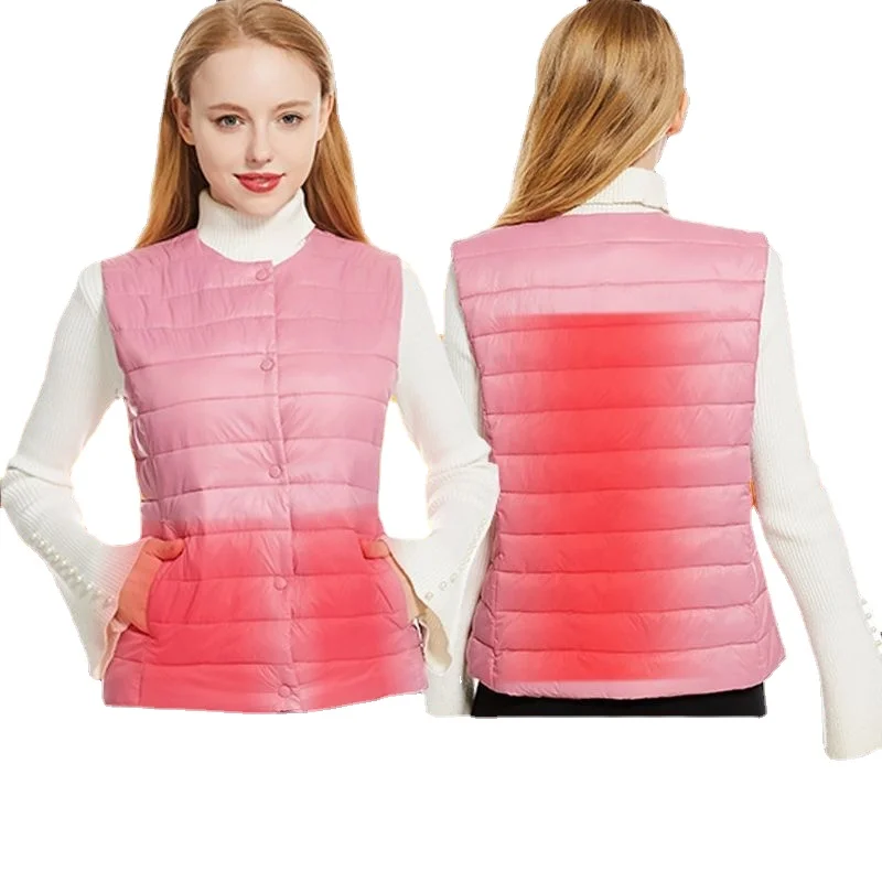 

Women's fashion hot vest vest multifunctional collar thin eiderdown vest intelligent constant temperature heating clothing