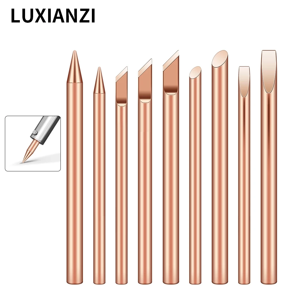 LUXIANZI Pure Copper External Heat Soldering Iron Tip 30/40/60w Nomagnetic Electricity Solder Iron Head Replacement Welding Tool