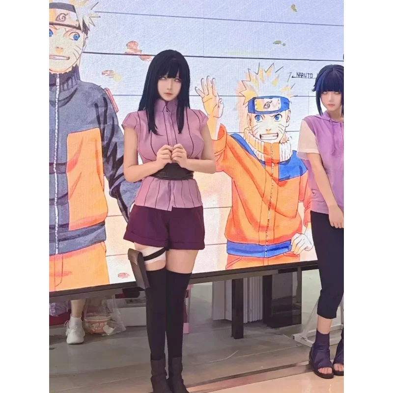 25COSHyuga Hinata Costume Cosplay Parrucca Abiti da donna Vestito da festa di carnevale di Halloween Hyuuga Ninja Cosplayer Parrucca lunga viola carina