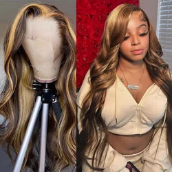 13x6 HD lace frontal wig 30 40 Inch body wave 4/27 Highlight Ombre Colored wigs 13x4 For Women choice Wavy Cheap Wig