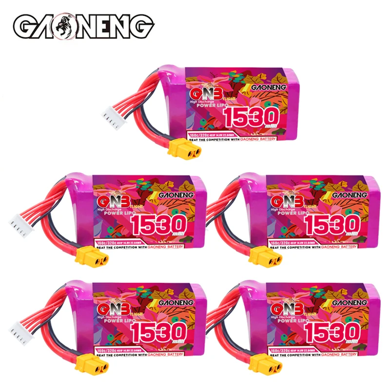 GNB 4S 14.8V Lipo Battery 1530mAh 160C/320C With XT60 Plug For RC FPV Drone Quadcopter Airplane Helicopter Racing Hobby Part