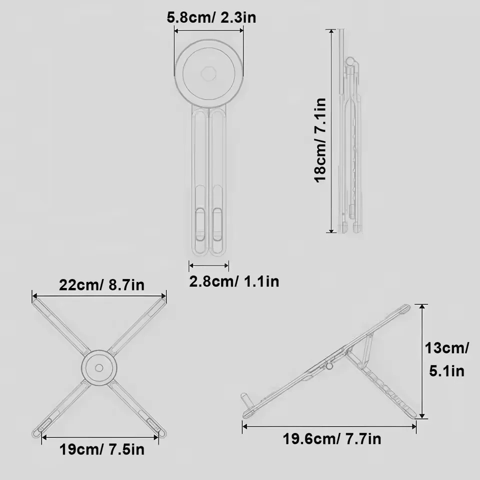 3 in 1 Foldable Magnetic Phone Holder Selfie Stick Tripod Stand for iPhone Samsung iPad Tablet Laptop Desktop Portable Use Stand view 6