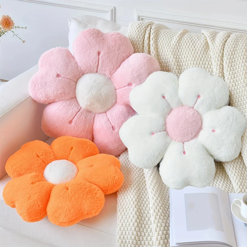 

Soft Macaron Color Five Petal Flower Pillow Home Decoration Bedroom Office Supplies Nap Mat Colorful Flower Plush Pillow 꽃 방석