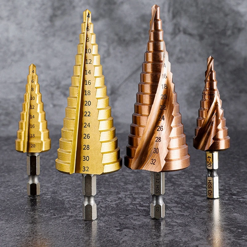 Spiral Grooved Drill Bits 3-12/ 4-12/ 4-20mm Drilling Power Tool Metal Stainless Steel Wood Hole Cutter Cone Fast Drill Bit Set