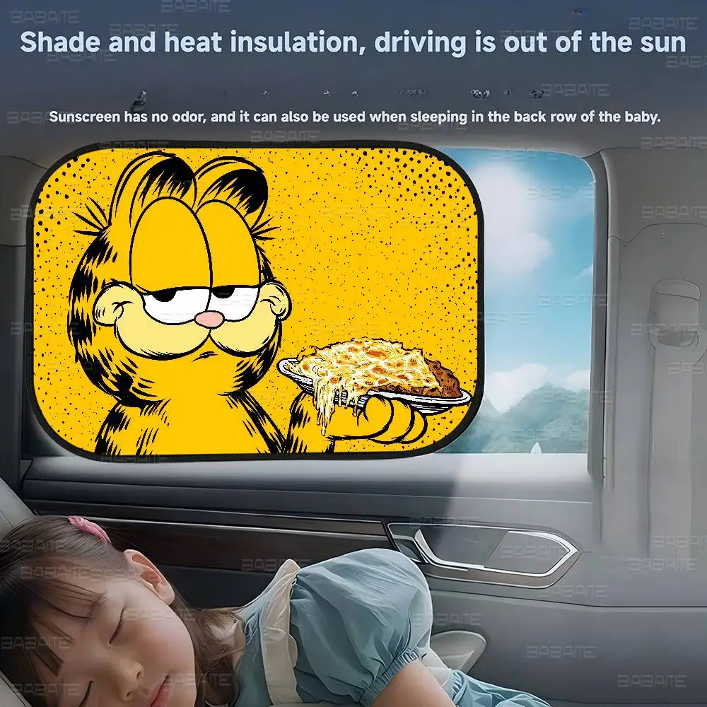 لطيف أنيمي G-Garfields القط نافذة الشمس الظل الزجاج الأمامي ظلة الأشعة فوق البنفسجية حماية السيارات الشمس قناع نافذة السيارة فيلم كهرباء #5